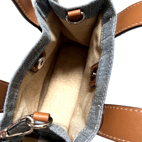 NWT TRUE RELIGION Denim Horseshoe Mini Tote Crossbody Bag Patch Logo Light Blue - Picture 7 of 8